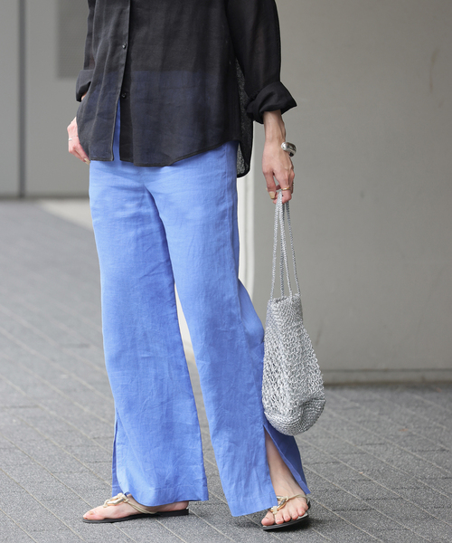 JOURNAL STANDARD relume(ジャーナルスタンダード レリューム)の「《追加2》麻スリットイージーパンツ(その他パンツ・レディース・ブラウン/ベージュ/オレンジ/ブラック/ライトブルー・36/38)」の21枚目の写真