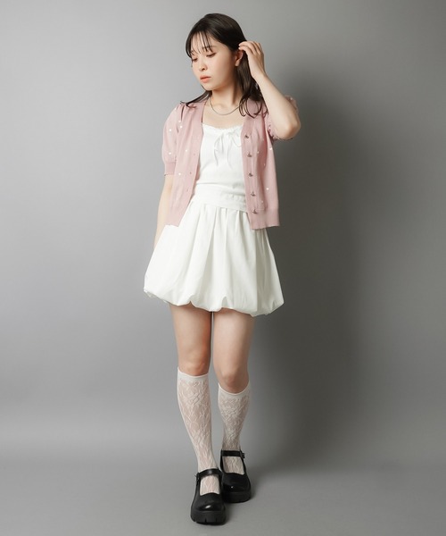 SPINNS（スピンズ）の「カップ付きキャミソール/ビッグリボン/レース（キャミソール・レディース・ピンク/グレー/オフホワイト/ブラック・ONESIZE）」の10枚目の写真