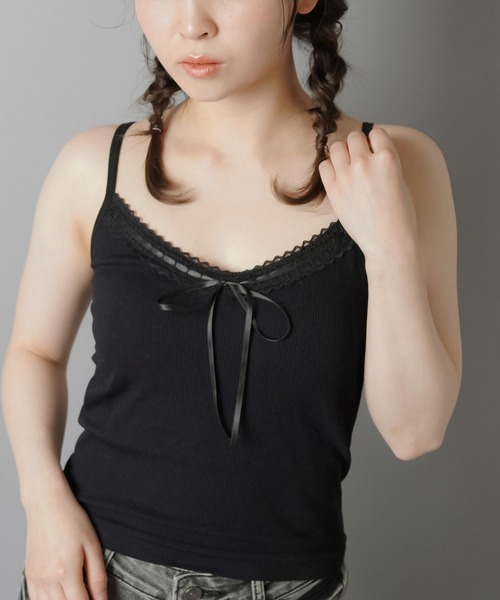 SPINNS（スピンズ）の「カップ付きキャミソール/ビッグリボン/レース（キャミソール・レディース・ピンク/グレー/オフホワイト/ブラック・ONESIZE）」の19枚目の写真