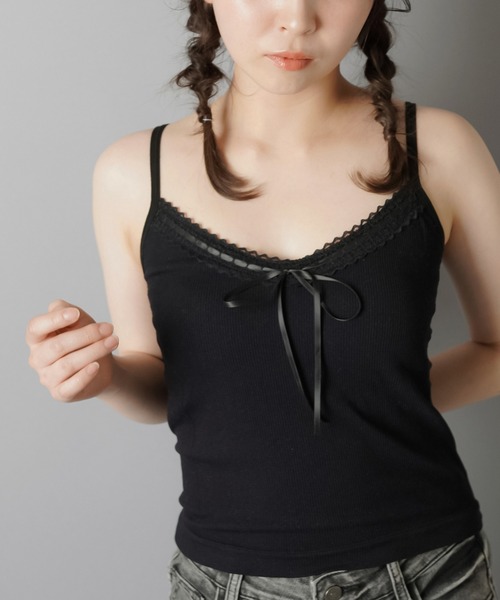 SPINNS（スピンズ）の「カップ付きキャミソール/ビッグリボン/レース（キャミソール・レディース・ピンク/グレー/オフホワイト/ブラック・ONESIZE）」の20枚目の写真