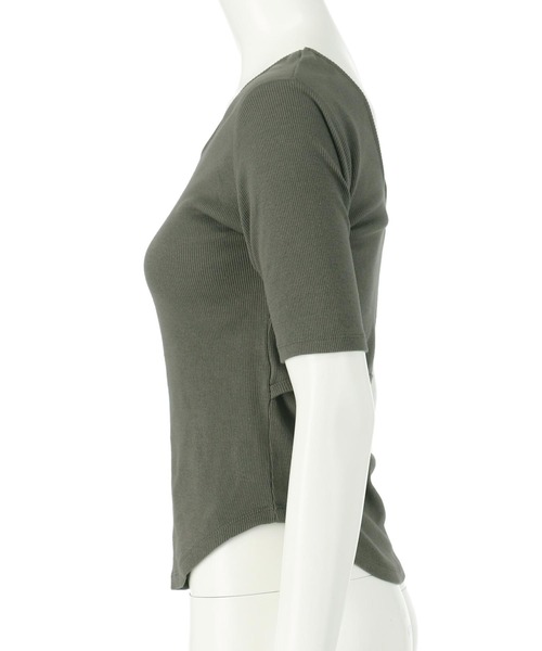 anap mimpi(アナップミンピ)の「バックオープン テレコ リブ カップ付き 半袖 Tシャツ(Tシャツ/カットソー・レディース・キナリ/ダークグレー・FREE)」の13枚目の写真