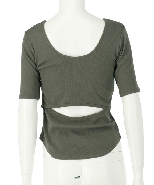 anap mimpi(アナップミンピ)の「バックオープン テレコ リブ カップ付き 半袖 Tシャツ(Tシャツ/カットソー・レディース・キナリ/ダークグレー・FREE)」の14枚目の写真