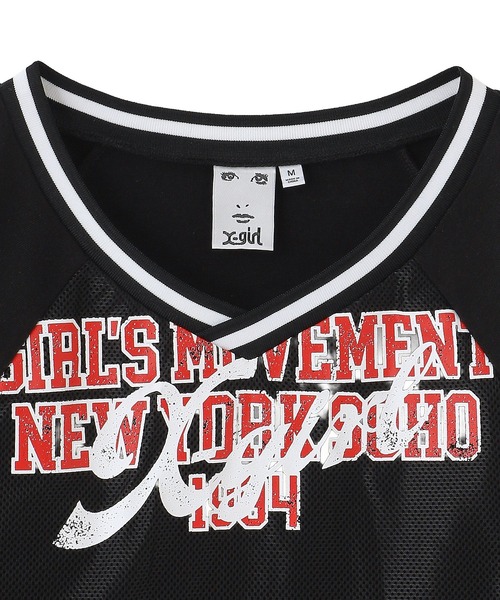 X-girl(エックスガール)の「MESH PANELED L/S COMPACT TOP(Tシャツ/カットソー・レディース・オリーブ/ブラック・S/M)」の4枚目の写真
