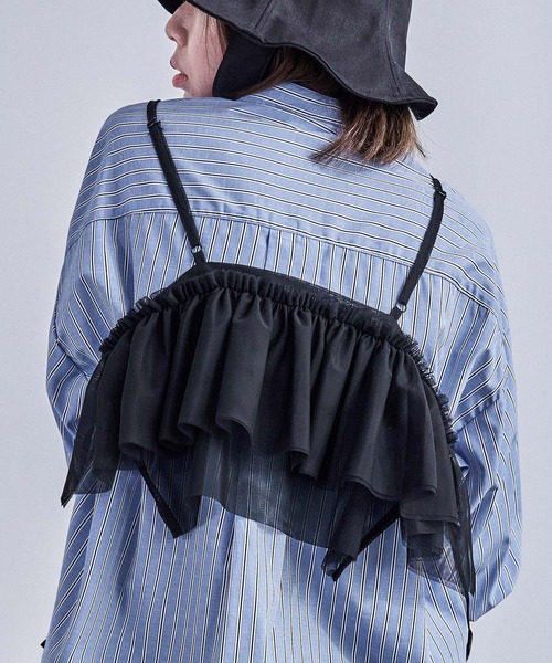 Fashion Letter（ファッションレター）の「アシメフリル チュールビスチェ（キャミソール・レディース・ブラック/アイボリー/グレー/レッド・M）」の12枚目の写真