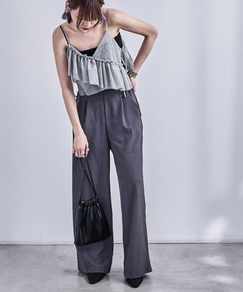 Fashion Letter（ファッションレター）の「アシメフリル チュールビスチェ（キャミソール・レディース・ブラック/アイボリー/グレー/レッド・M）」の18枚目の写真