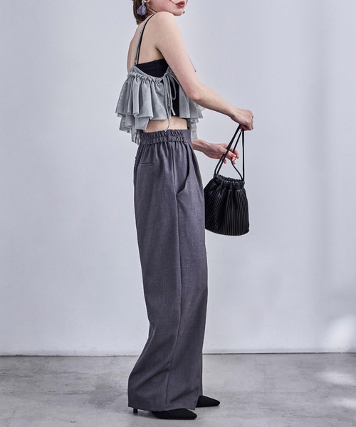 Fashion Letter（ファッションレター）の「アシメフリル チュールビスチェ（キャミソール・レディース・ブラック/アイボリー/グレー/レッド・M）」の20枚目の写真