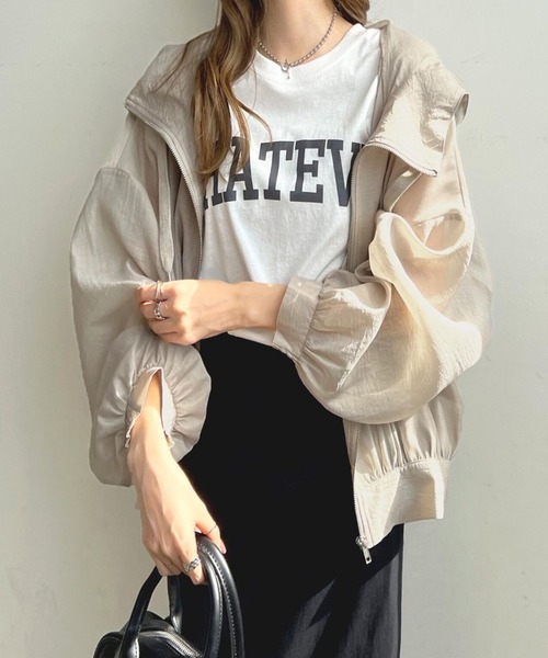 CADBURY（キャドバリー）の「ｼｱｰﾊﾟｰｶｰｼﾞｯﾌﾟｱｯﾌﾟ（その他トップス・レディース・ホワイト/ブラック/ベージュ・FREE）」の3枚目の写真