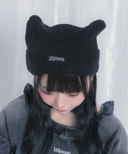 Whinny（ホワイニー）の「Whinny/くつろぎねこパンチ帽（ニットキャップ/ビーニー・レディース・ホワイト/ブラック/グレー・FREE）」の19枚目の写真