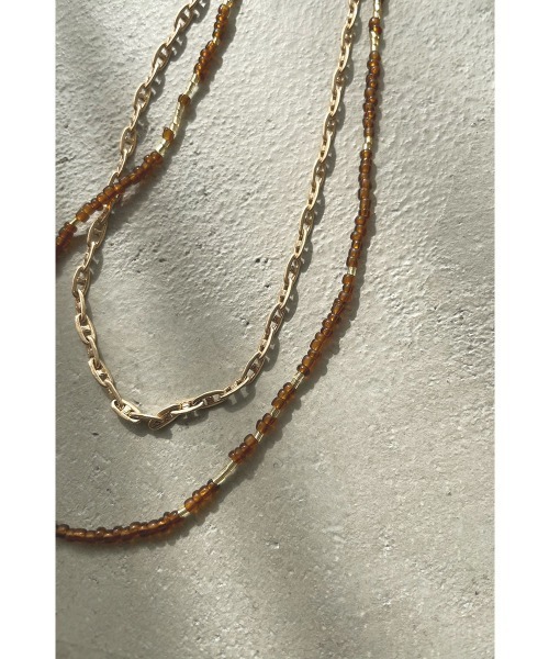 marjour（マージュール）の「BEADS & CHAIN NECKLACE（ネックレス・レディース・ブラウン・FREE）」の8枚目の写真