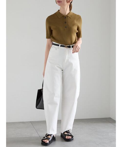 Te chichi（テチチ）の「【松井愛莉着用】ハーフスリーブポロニット（ニット/セーター・レディース・グレー/ブラック/カーキ・F）」の5枚目の写真