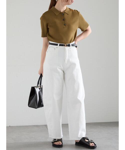 Te chichi（テチチ）の「【松井愛莉着用】ハーフスリーブポロニット（ニット/セーター・レディース・グレー/ブラック/カーキ・F）」の6枚目の写真