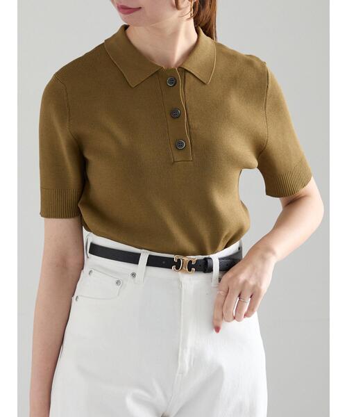 Te chichi（テチチ）の「【松井愛莉着用】ハーフスリーブポロニット（ニット/セーター・レディース・グレー/ブラック/カーキ・F）」の7枚目の写真