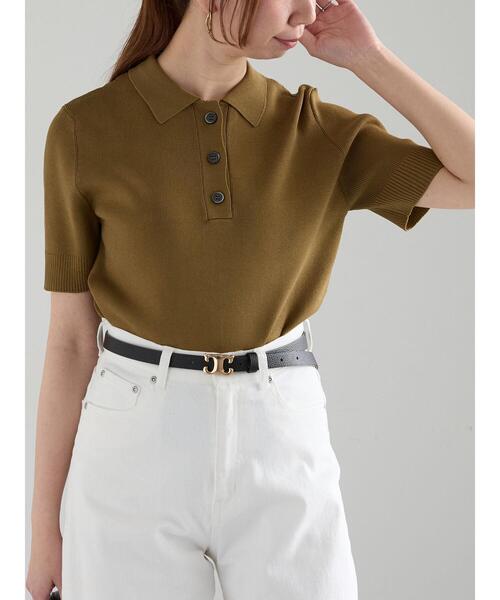 Te chichi（テチチ）の「【松井愛莉着用】ハーフスリーブポロニット（ニット/セーター・レディース・グレー/ブラック/カーキ・F）」の8枚目の写真