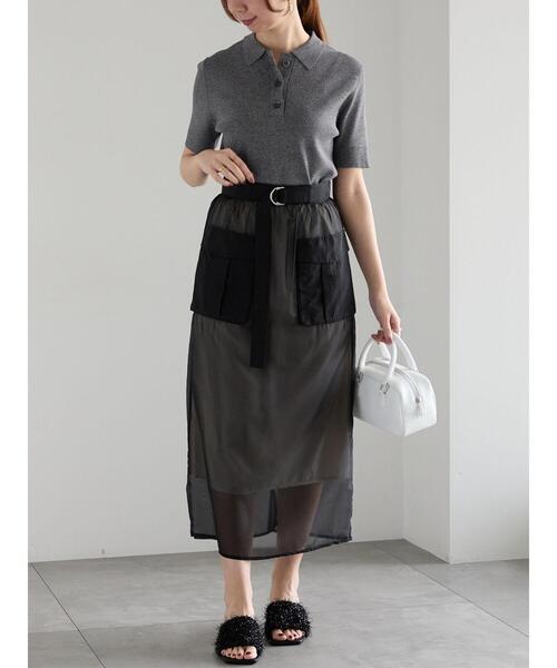 Te chichi（テチチ）の「【松井愛莉着用】ハーフスリーブポロニット（ニット/セーター・レディース・グレー/ブラック/カーキ・F）」の9枚目の写真