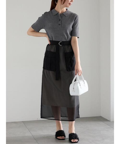 Te chichi（テチチ）の「【松井愛莉着用】ハーフスリーブポロニット（ニット/セーター・レディース・グレー/ブラック/カーキ・F）」の10枚目の写真