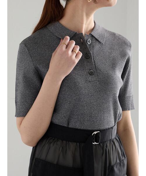 Te chichi（テチチ）の「【松井愛莉着用】ハーフスリーブポロニット（ニット/セーター・レディース・グレー/ブラック/カーキ・F）」の11枚目の写真