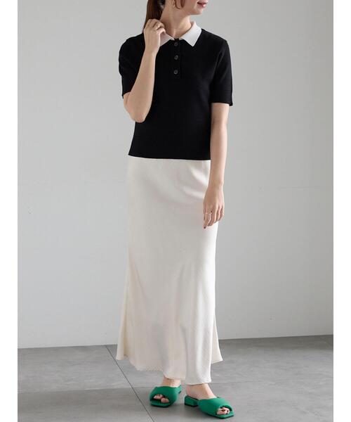 Te chichi（テチチ）の「【松井愛莉着用】ハーフスリーブポロニット（ニット/セーター・レディース・グレー/ブラック/カーキ・F）」の12枚目の写真