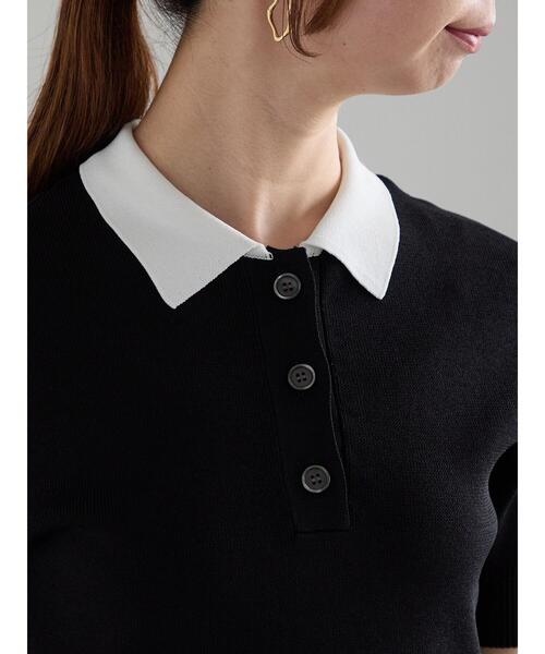 Te chichi（テチチ）の「【松井愛莉着用】ハーフスリーブポロニット（ニット/セーター・レディース・グレー/ブラック/カーキ・F）」の17枚目の写真