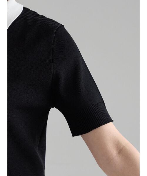 Te chichi（テチチ）の「【松井愛莉着用】ハーフスリーブポロニット（ニット/セーター・レディース・グレー/ブラック/カーキ・F）」の18枚目の写真