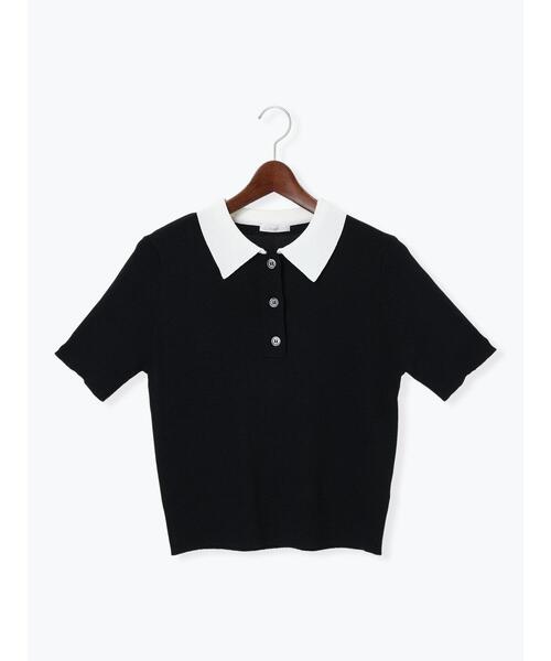 Te chichi（テチチ）の「【松井愛莉着用】ハーフスリーブポロニット（ニット/セーター・レディース・グレー/ブラック/カーキ・F）」の19枚目の写真