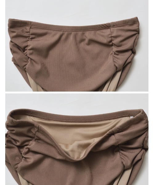 Re:EDIT（リエディ）の「[UVカット][接触冷感][速乾][水陸両用][DAILY SWIM]ラッシュガードスイムウェア4点SET（水着・レディース・モカ/ブラック・SMALL/MEDIUM/LARGE）」の16枚目の写真