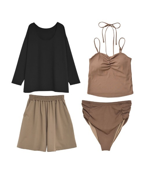 水着・ラッシュガード 2way Design Sleeveless Set-up Brown Free 4224-main-250418.jpg