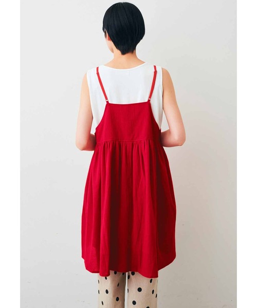 IEDIT（イディット）の「ＩＥＤＩＴ　きくちあつこさんコラボ　楊柳コットンキャミチュニック（チュニック・レディース・レッド/ブラック・LL/M/L/3L/4L/S）」の4枚目の写真