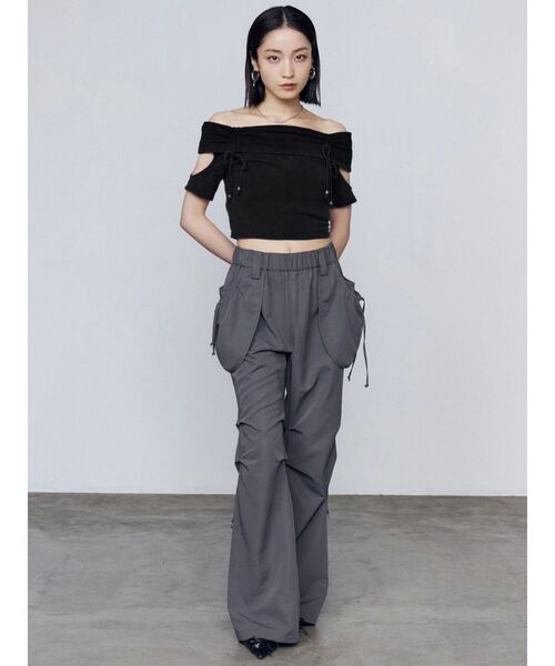 EMODA(エモダ)の「ハングポケットセミフレアパンツ(その他パンツ・レディース・その他/グレー/ブラック・FREE)」の13枚目の写真