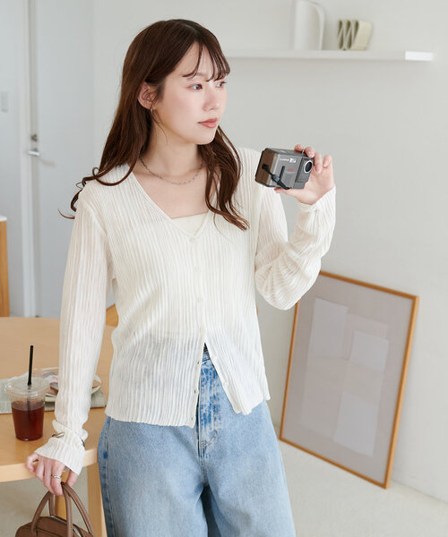 シアーリブVネックカーディガン（カーディガン/ボレロ）｜DISCOAT