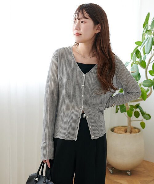 シアーリブVネックカーディガン（カーディガン/ボレロ）｜DISCOAT