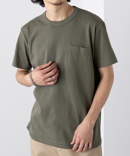 CROSS & STITCH(クロスステッチ)の「【Cross&Stitch】マックスウエイトバインダーネックポケットTシャツ OE1119(Tシャツ/カットソー・メンズ・ホワイト/インディゴブルー/ネイビー/スミクロ/ブラック/アーミー/ヘザーグレー・S/M/L/XL)」の5枚目の写真