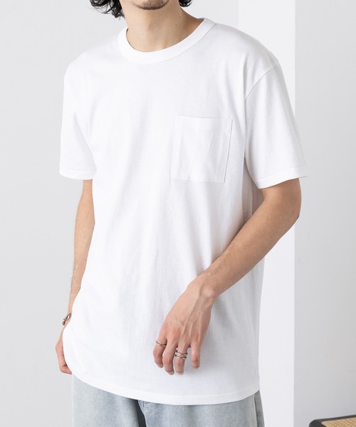 CROSS & STITCH(クロスステッチ)の「【Cross&Stitch】マックスウエイトバインダーネックポケットTシャツ OE1119(Tシャツ/カットソー・メンズ・ホワイト/インディゴブルー/ネイビー/スミクロ/ブラック/アーミー/ヘザーグレー・S/M/L/XL)」の2枚目の写真