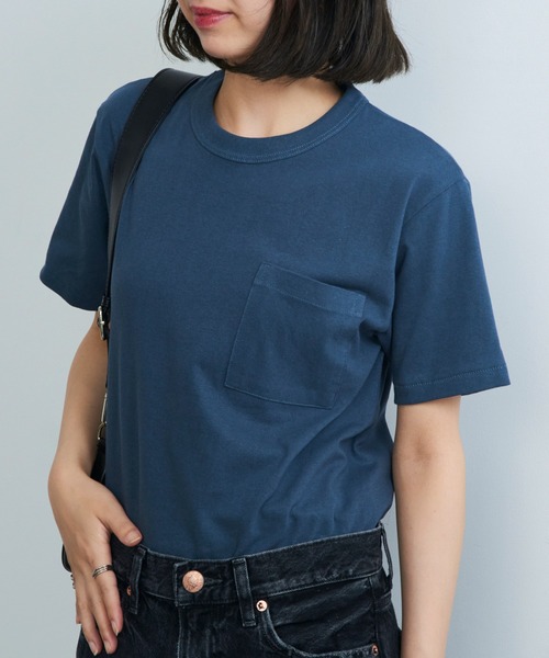 CROSS & STITCH(クロスステッチ)の「【Cross&Stitch】マックスウエイトバインダーネックポケットTシャツ OE1119(Tシャツ/カットソー・メンズ・ホワイト/インディゴブルー/ネイビー/スミクロ/ブラック/アーミー/ヘザーグレー・S/M/L/XL)」の7枚目の写真