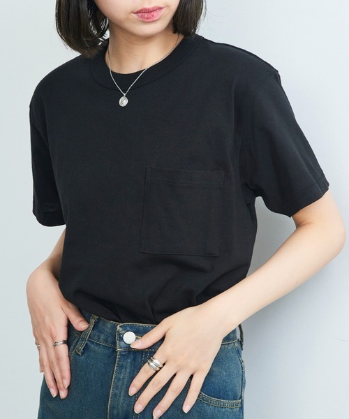 CROSS & STITCH(クロスステッチ)の「【Cross&Stitch】マックスウエイトバインダーネックポケットTシャツ OE1119(Tシャツ/カットソー・メンズ・ホワイト/インディゴブルー/ネイビー/スミクロ/ブラック/アーミー/ヘザーグレー・S/M/L/XL)」の1枚目の写真