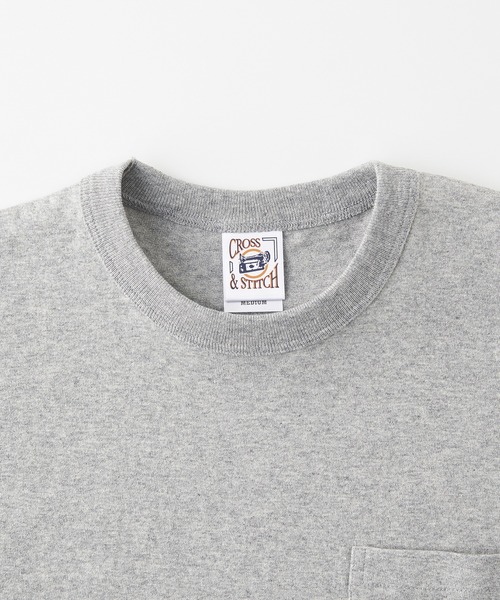 CROSS & STITCH(クロスステッチ)の「【Cross&Stitch】マックスウエイトバインダーネックポケットTシャツ OE1119(Tシャツ/カットソー・メンズ・ホワイト/インディゴブルー/ネイビー/スミクロ/ブラック/アーミー/ヘザーグレー・S/M/L/XL)」の8枚目の写真