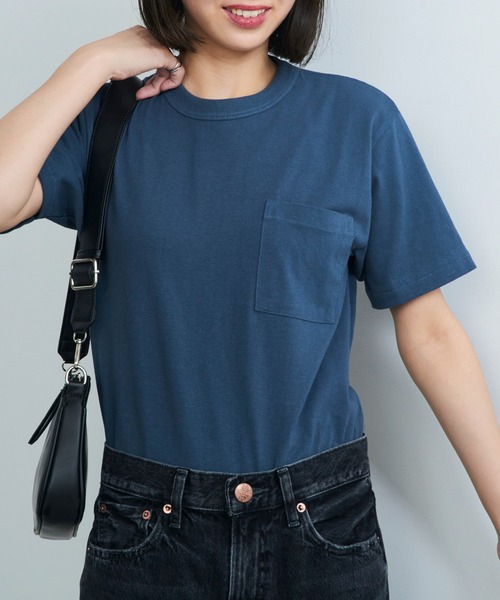 CROSS & STITCH(クロスステッチ)の「【Cross&Stitch】マックスウエイトバインダーネックポケットTシャツ OE1119(Tシャツ/カットソー・メンズ・ホワイト/インディゴブルー/ネイビー/スミクロ/ブラック/アーミー/ヘザーグレー・S/M/L/XL)」の21枚目の写真