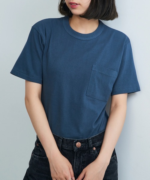 CROSS & STITCH(クロスステッチ)の「【Cross&Stitch】マックスウエイトバインダーネックポケットTシャツ OE1119(Tシャツ/カットソー・メンズ・ホワイト/インディゴブルー/ネイビー/スミクロ/ブラック/アーミー/ヘザーグレー・S/M/L/XL)」の22枚目の写真