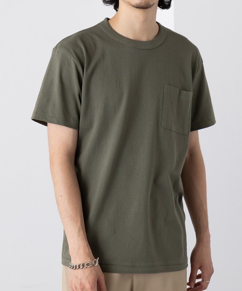 CROSS & STITCH(クロスステッチ)の「【Cross&Stitch】マックスウエイトバインダーネックポケットTシャツ OE1119(Tシャツ/カットソー・メンズ・ホワイト/インディゴブルー/ネイビー/スミクロ/ブラック/アーミー/ヘザーグレー・S/M/L/XL)」の13枚目の写真
