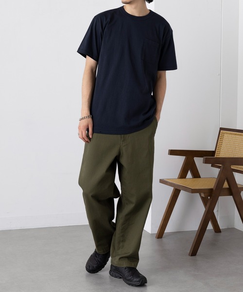 CROSS & STITCH(クロスステッチ)の「【Cross&Stitch】マックスウエイトバインダーネックポケットTシャツ OE1119(Tシャツ/カットソー・メンズ・ホワイト/インディゴブルー/ネイビー/スミクロ/ブラック/アーミー/ヘザーグレー・S/M/L/XL)」の19枚目の写真