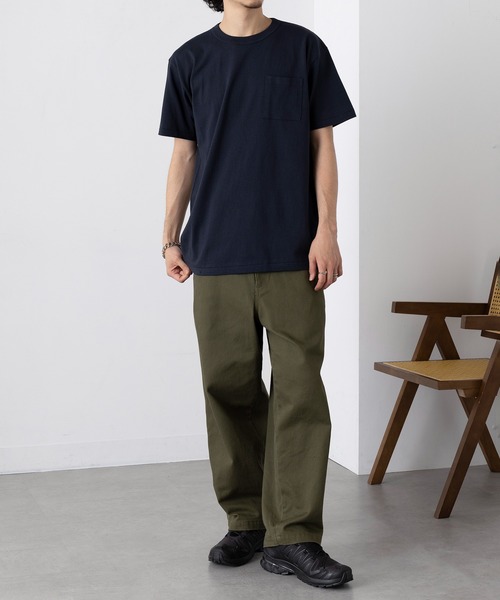 CROSS & STITCH(クロスステッチ)の「【Cross&Stitch】マックスウエイトバインダーネックポケットTシャツ OE1119(Tシャツ/カットソー・メンズ・ホワイト/インディゴブルー/ネイビー/スミクロ/ブラック/アーミー/ヘザーグレー・S/M/L/XL)」の20枚目の写真