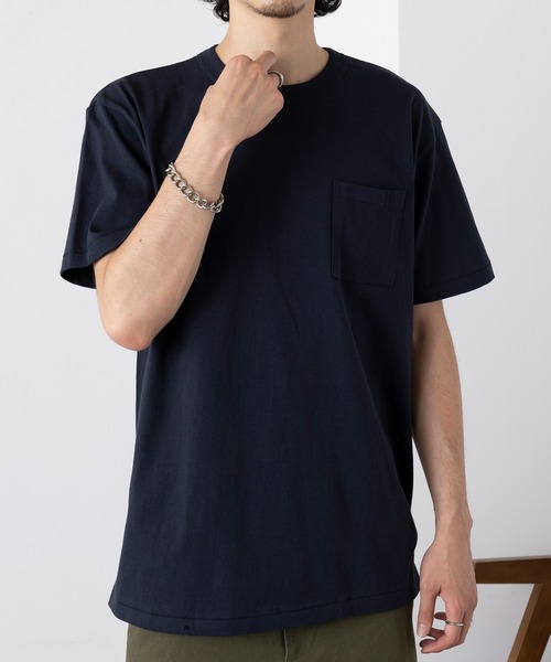 CROSS & STITCH(クロスステッチ)の「【Cross&Stitch】マックスウエイトバインダーネックポケットTシャツ OE1119(Tシャツ/カットソー・メンズ・ホワイト/インディゴブルー/ネイビー/スミクロ/ブラック/アーミー/ヘザーグレー・S/M/L/XL)」の17枚目の写真
