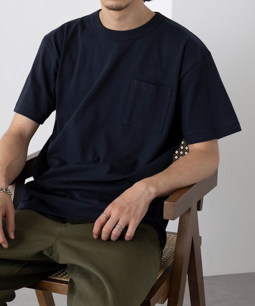 CROSS & STITCH(クロスステッチ)の「【Cross&Stitch】マックスウエイトバインダーネックポケットTシャツ OE1119(Tシャツ/カットソー・メンズ・ホワイト/インディゴブルー/ネイビー/スミクロ/ブラック/アーミー/ヘザーグレー・S/M/L/XL)」の18枚目の写真