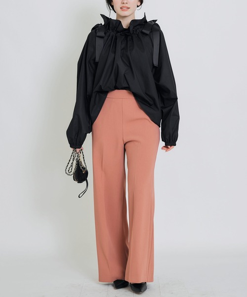 PICCIN PERLA（ピッチンペルラ）の「ダブルリボンザビエルブラウス（シャツ/ブラウス・レディース・ブラック/オフホワイト・M）」の10枚目の写真