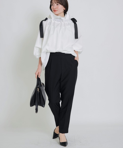 PICCIN PERLA（ピッチンペルラ）の「ダブルリボンザビエルブラウス（シャツ/ブラウス・レディース・ブラック/オフホワイト・M）」の19枚目の写真