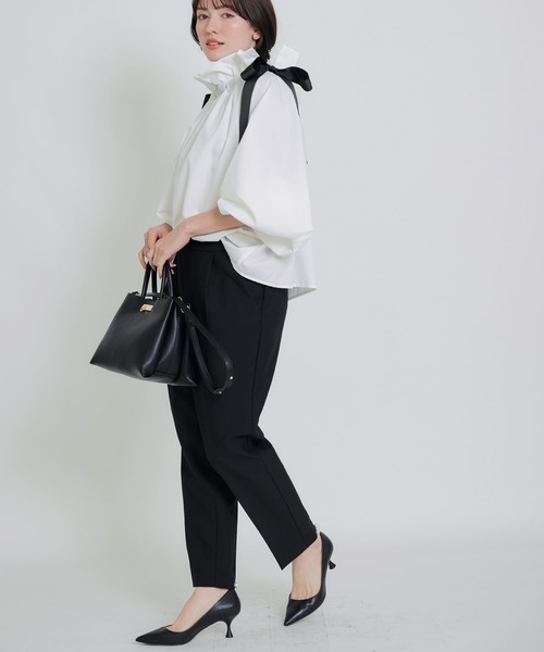 PICCIN PERLA（ピッチンペルラ）の「ダブルリボンザビエルブラウス（シャツ/ブラウス・レディース・ブラック/オフホワイト・M）」の18枚目の写真