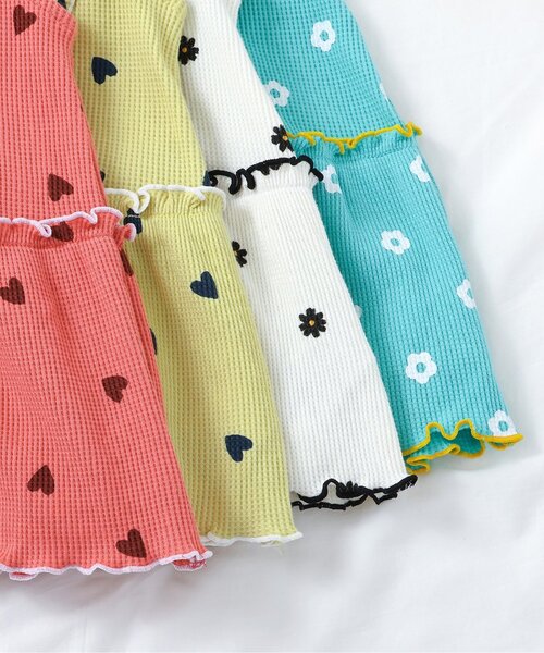 apres les cours（アプレレクール）の「【セットアップ可】ワッフルフリルメローTシャツ（Tシャツ/カットソー・キッズ・イエロー/ミント/ピンク/アイボリー・80/140/130/120/110/100/90）」の20枚目の写真