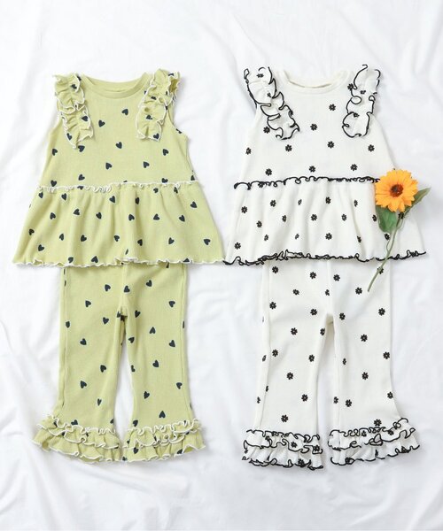 apres les cours（アプレレクール）の「【セットアップ可】ワッフルフリルメローTシャツ（Tシャツ/カットソー・キッズ・イエロー/ミント/ピンク/アイボリー・80/140/130/120/110/100/90）」の19枚目の写真