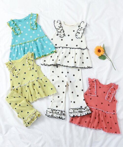 apres les cours（アプレレクール）の「【セットアップ可】ワッフルフリルメローTシャツ（Tシャツ/カットソー・キッズ・イエロー/ミント/ピンク/アイボリー・80/140/130/120/110/100/90）」の18枚目の写真