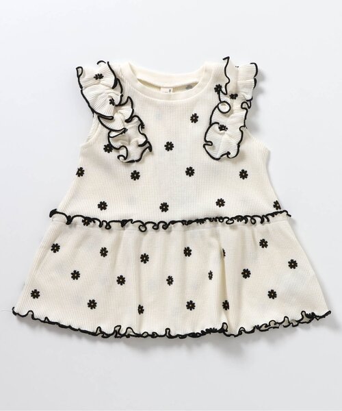 apres les cours（アプレレクール）の「【セットアップ可】ワッフルフリルメローTシャツ（Tシャツ/カットソー・キッズ・イエロー/ミント/ピンク/アイボリー・80/140/130/120/110/100/90）」の17枚目の写真