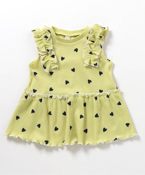 apres les cours（アプレレクール）の「【セットアップ可】ワッフルフリルメローTシャツ（Tシャツ/カットソー・キッズ・イエロー/ミント/ピンク/アイボリー・80/140/130/120/110/100/90）」の11枚目の写真